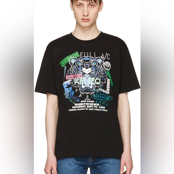 Kenzo Tiger Flyer-print Cotton JERSEY T-SHIRT IN 99 BLACK - Picture 3 of 13